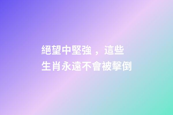 絕望中堅強，這些生肖永遠不會被擊倒